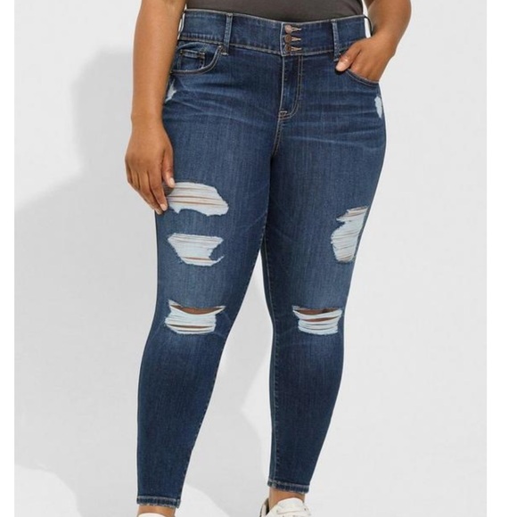 TORRID Jegging Skinny Super Soft High-Rise Deconstructed Jeans - Picture 2 of 12